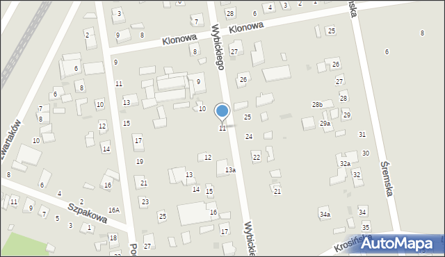 Mosina, Wybickiego Józefa, gen., 11, mapa Mosina