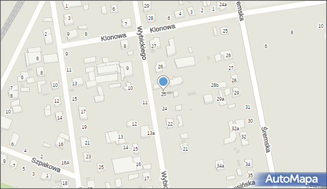 Mosina, Wybickiego Józefa, gen., 25, mapa Mosina