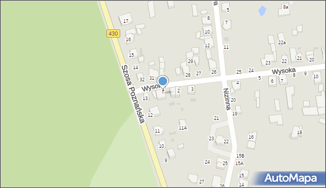Mosina, Wysoka, 1a, mapa Mosina