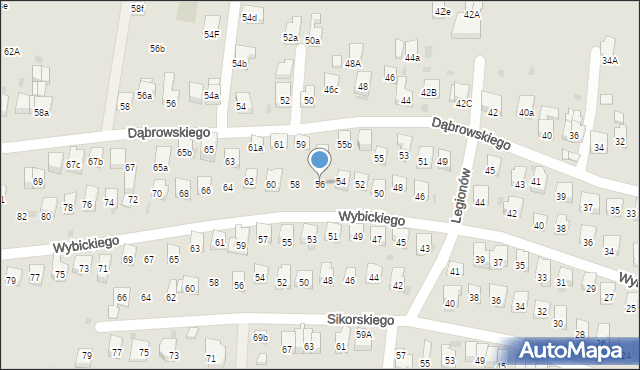 Myślenice, Wybickiego Józefa, gen., 56, mapa Myślenice