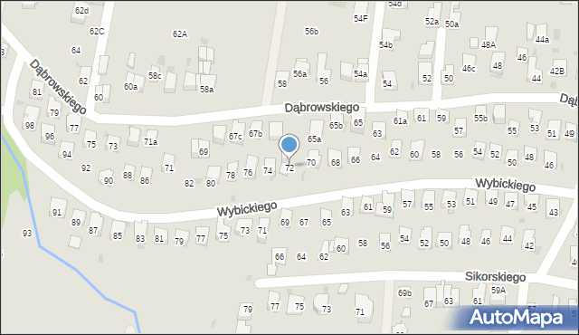 Myślenice, Wybickiego Józefa, gen., 72, mapa Myślenice