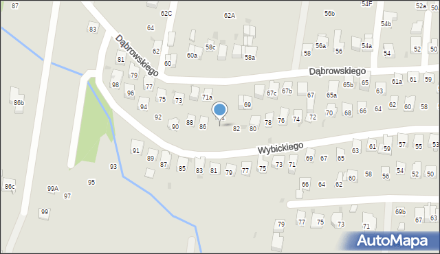 Myślenice, Wybickiego Józefa, gen., 84, mapa Myślenice