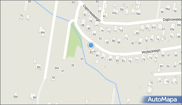 Myślenice, Wybickiego Józefa, gen., 91, mapa Myślenice