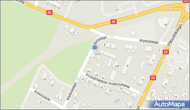 Myślibórz, Wybickiego Józefa, gen., 6, mapa Myślibórz