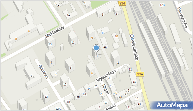 Mysłowice, Wysockiego Jana, 4, mapa Mysłowice