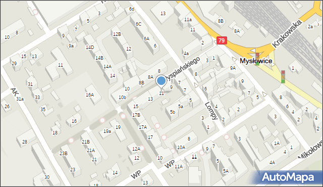 Mysłowice, Wyspiańskiego Stanisława, 11, mapa Mysłowice