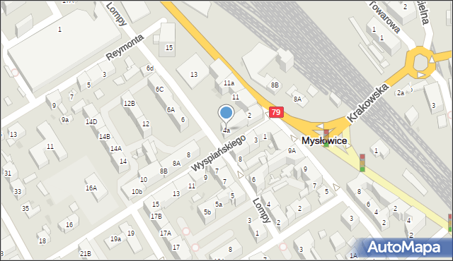 Mysłowice, Wyspiańskiego Stanisława, 4a, mapa Mysłowice