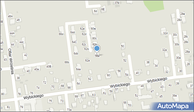 Mysłowice, Wybickiego Józefa, gen., 58a, mapa Mysłowice