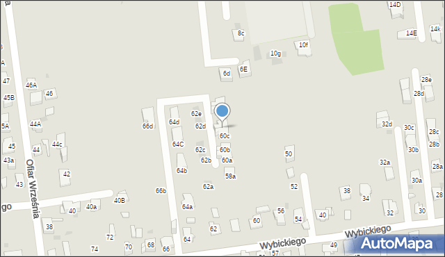 Mysłowice, Wybickiego Józefa, gen., 60d, mapa Mysłowice