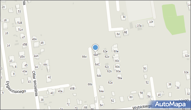 Mysłowice, Wybickiego Józefa, gen., 64d, mapa Mysłowice