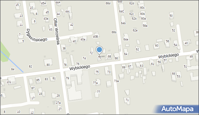 Mysłowice, Wybickiego Józefa, gen., 70, mapa Mysłowice