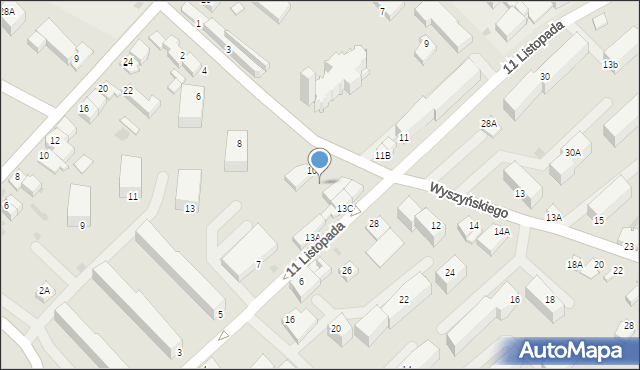 Myszków, Wyszyńskiego Stefana, ks. prym. kard., 10a, mapa Myszków