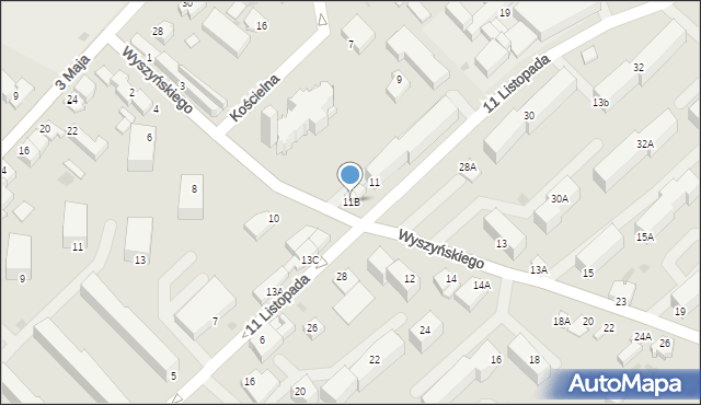Myszków, Wyszyńskiego Stefana, ks. prym. kard., 11B, mapa Myszków