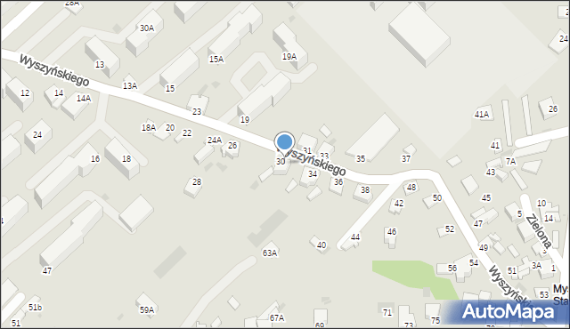 Myszków, Wyszyńskiego Stefana, ks. prym. kard., 32, mapa Myszków