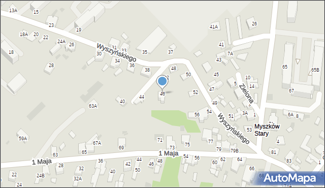 Myszków, Wyszyńskiego Stefana, ks. prym. kard., 46, mapa Myszków