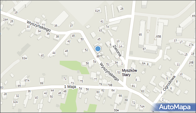 Myszków, Wyszyńskiego Stefana, ks. prym. kard., 49, mapa Myszków