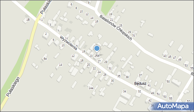 Myszków, Wyzwolenia, 25A, mapa Myszków
