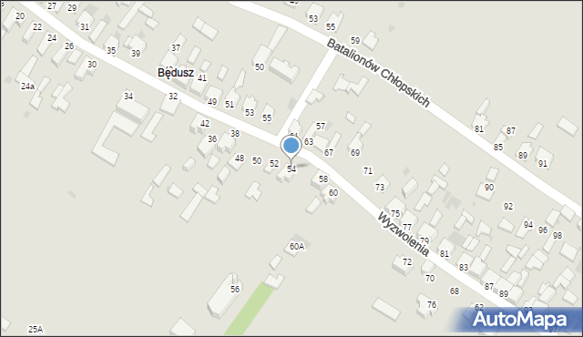 Myszków, Wyzwolenia, 54, mapa Myszków