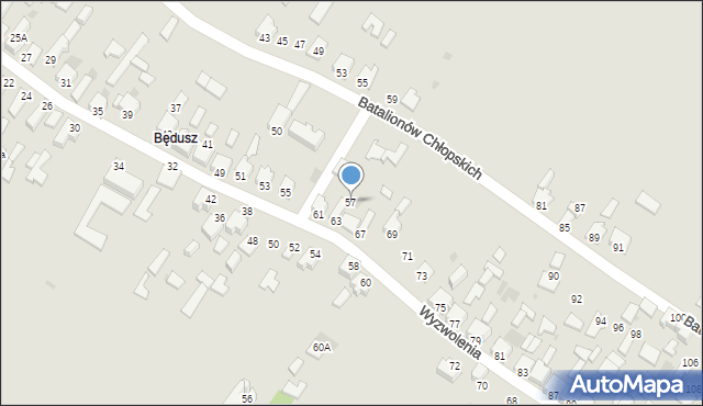 Myszków, Wyzwolenia, 57, mapa Myszków