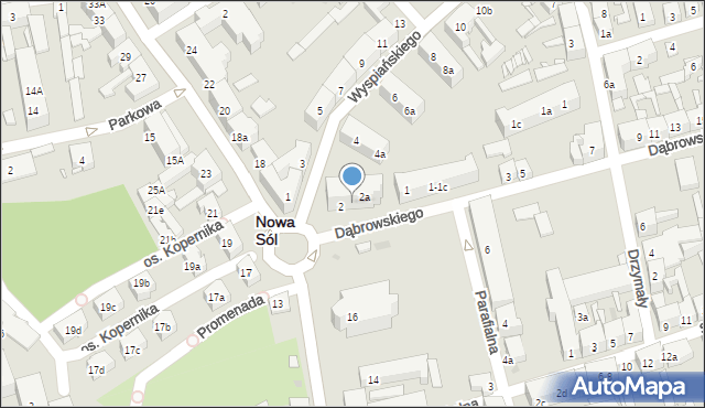 Nowa Sól, Wyspiańskiego Stanisława, 2-2a, mapa Nowa Sól