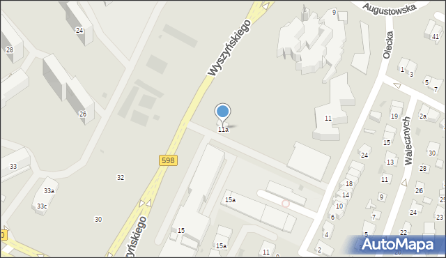 Olsztyn, Wyszyńskiego Stefana, ks. kard., 11a, mapa Olsztyna