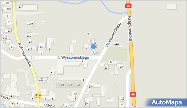 Opole, Wyszomirskiego Bogumiła, 11, mapa Opola