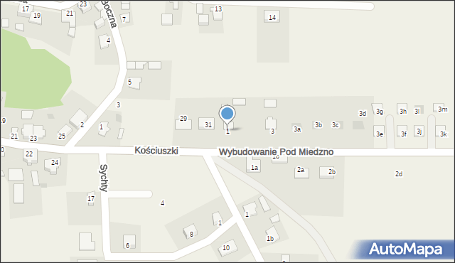 Osie, Wybudowanie Pod Miedzno, 1, mapa Osie