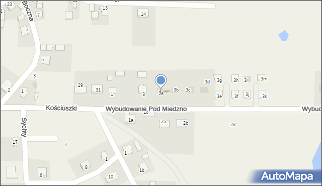 Osie, Wybudowanie Pod Miedzno, 3a, mapa Osie