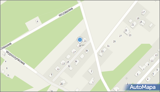 Osiek nad Wisłą, Wypoczynkowa, 19, mapa Osiek nad Wisłą