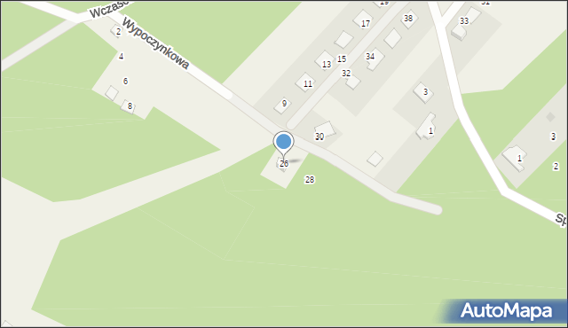 Osiek nad Wisłą, Wypoczynkowa, 26, mapa Osiek nad Wisłą