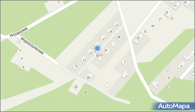 Osiek nad Wisłą, Wypoczynkowa, 32, mapa Osiek nad Wisłą