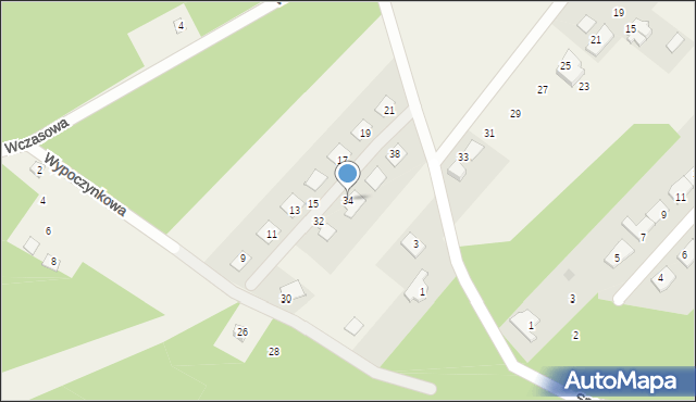 Osiek nad Wisłą, Wypoczynkowa, 34, mapa Osiek nad Wisłą