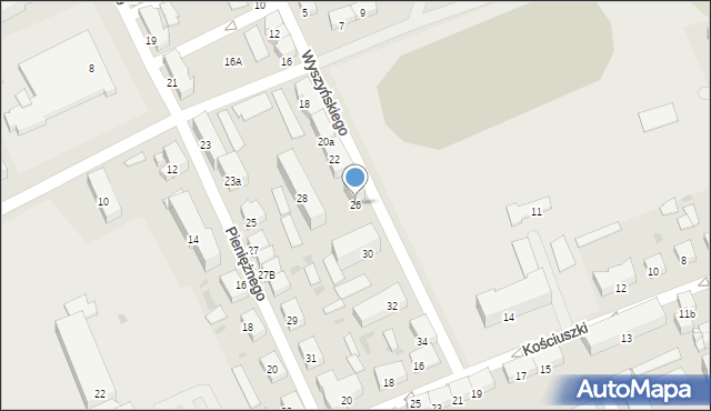 Ostróda, Wyszyńskiego Stefana, ks. kard., 26, mapa Ostróda
