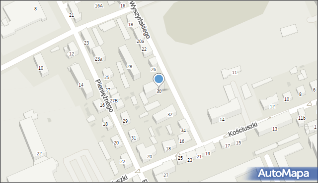 Ostróda, Wyszyńskiego Stefana, ks. kard., 30, mapa Ostróda