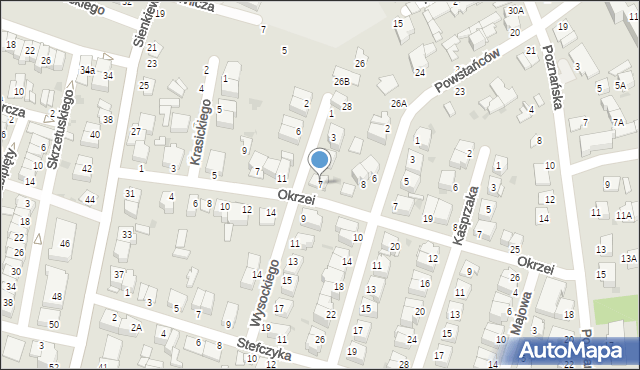 Ostrołęka, Wysockiego Piotra, 7, mapa Ostrołęka