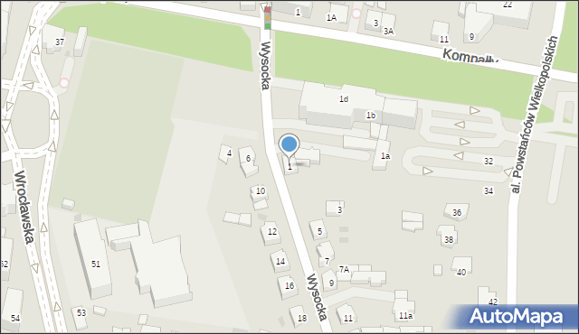 Ostrów Wielkopolski, Wysocka, 1, mapa Ostrów Wielkopolski