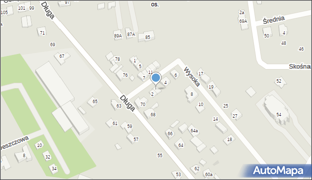 Ostrów Wielkopolski, Wysoka, 2a, mapa Ostrów Wielkopolski