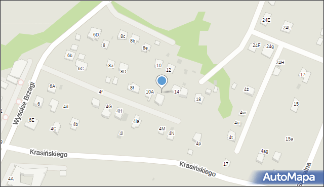 Oświęcim, Wysokie Brzegi, 10b, mapa Oświęcimia