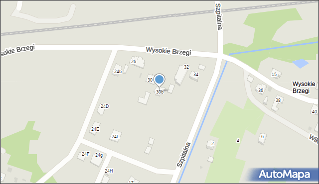 Oświęcim, Wysokie Brzegi, 30b, mapa Oświęcimia