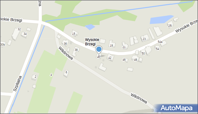 Oświęcim, Wysokie Brzegi, 40, mapa Oświęcimia