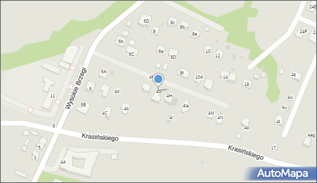 Oświęcim, Wysokie Brzegi, 4G, mapa Oświęcimia