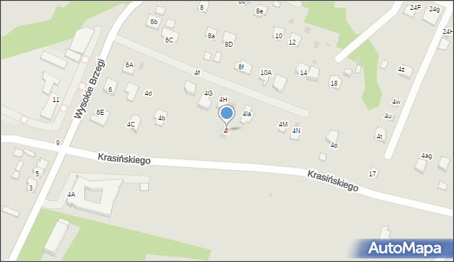 Oświęcim, Wysokie Brzegi, 4l, mapa Oświęcimia