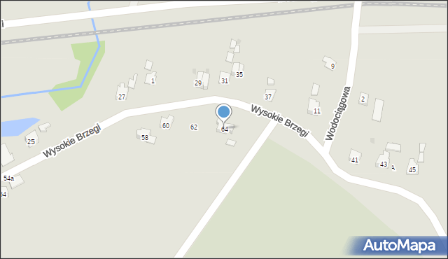 Oświęcim, Wysokie Brzegi, 64, mapa Oświęcimia