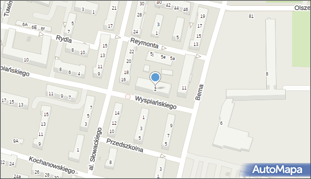 Oświęcim, Wyspiańskiego Stanisława, 2, mapa Oświęcimia