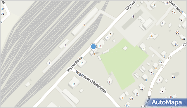 Oświęcim, Wyzwolenia, 13, mapa Oświęcimia