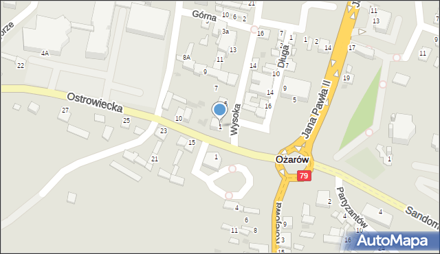 Ożarów, Wysoka, 1, mapa Ożarów