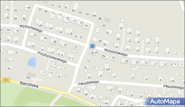 Pakość, Wyszyńskiego Stefana, ks. kard., 33, mapa Pakość