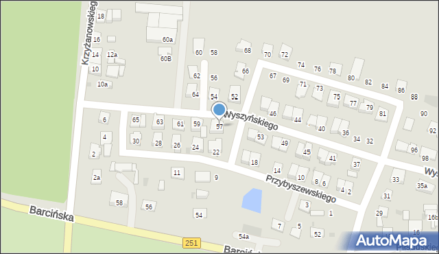 Pakość, Wyszyńskiego Stefana, ks. kard., 57, mapa Pakość