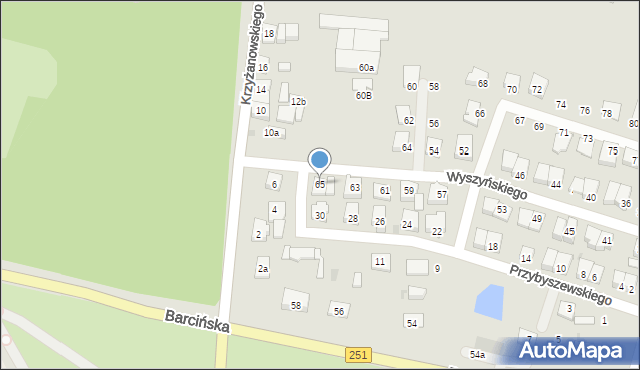 Pakość, Wyszyńskiego Stefana, ks. kard., 65, mapa Pakość