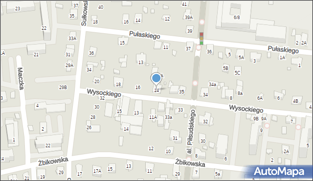 Piastów, Wysockiego Piotra, 14, mapa Piastów